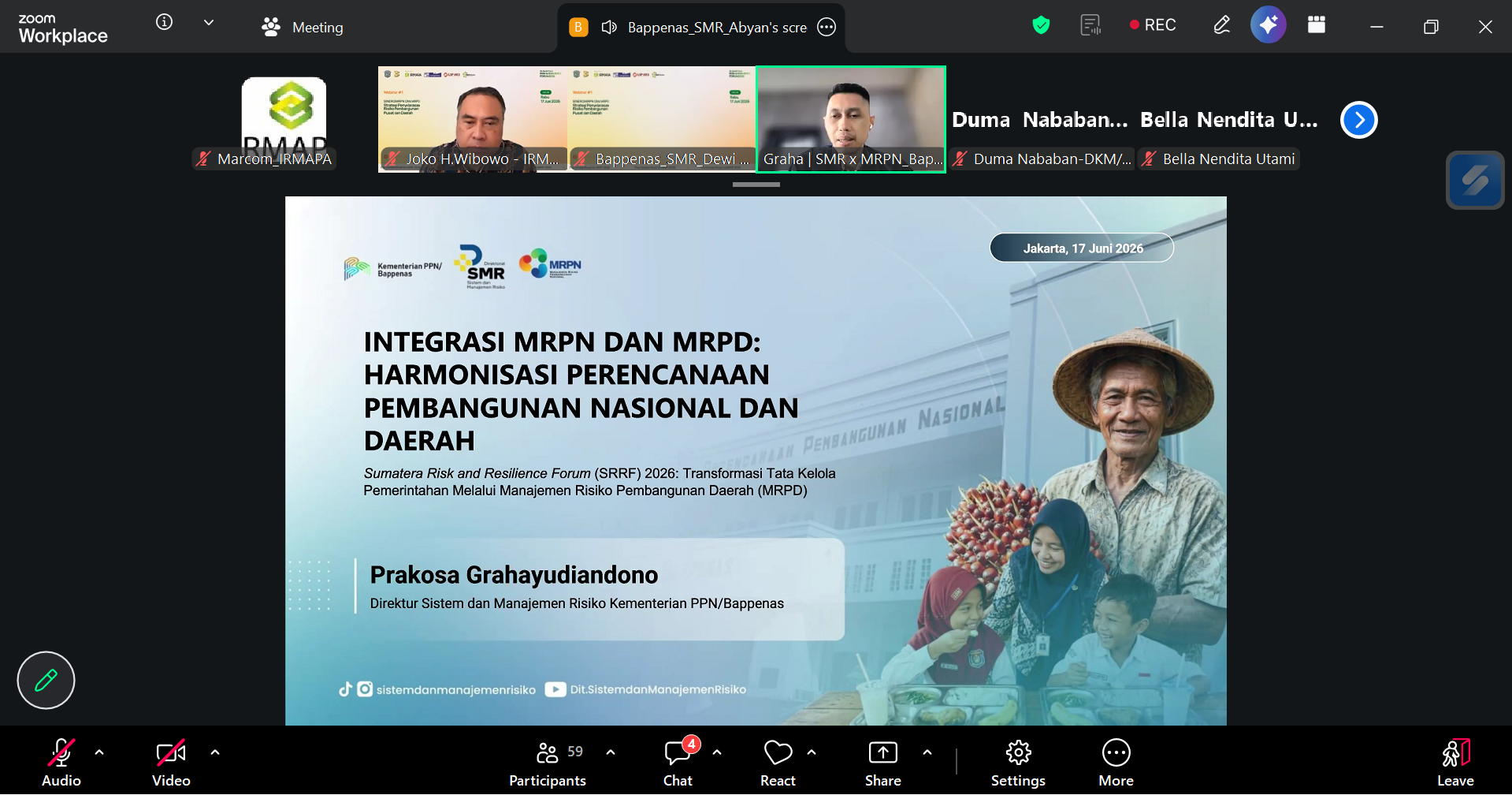 Press Release Webinar SRRF: “Sinergi MRPN dan MRPD: Strategi Penyelarasan Risiko Pembangunan Pusat dan Daerah”